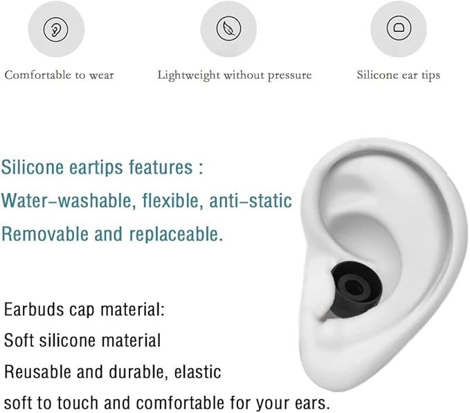 WKYMY Silicone Small Replacement Earbud Tips Eartips for In-Ear Headphones Rubber Tips Earbuds Cap 10 Pairs (Black)