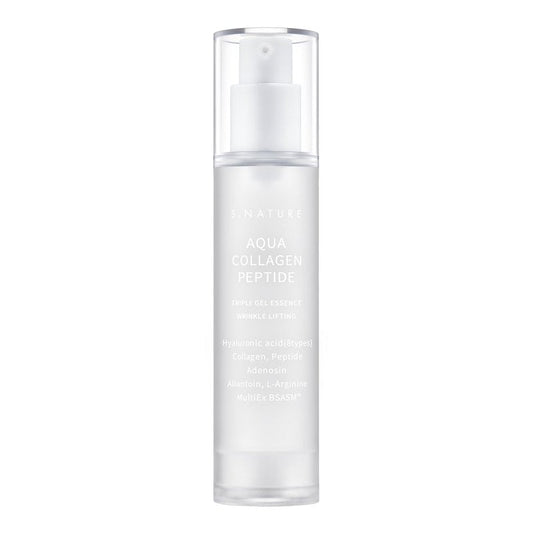 S.NATURE Aqua Collagen Peptide Triple Gel Essence, Firming & Hydrating Face Essence, Plumping and Calming Gel Serum with 8 Hyaluronic Acids, Adenosine, Oil-Free Korean Skincare