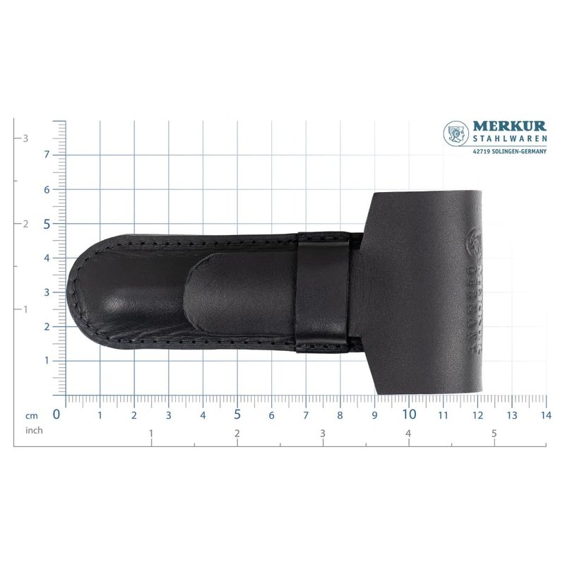 MERKUR Black Leather Razor Case - Vegetable-Tanned Cowhide | Precision Fit for Safety Razors up to 110mm