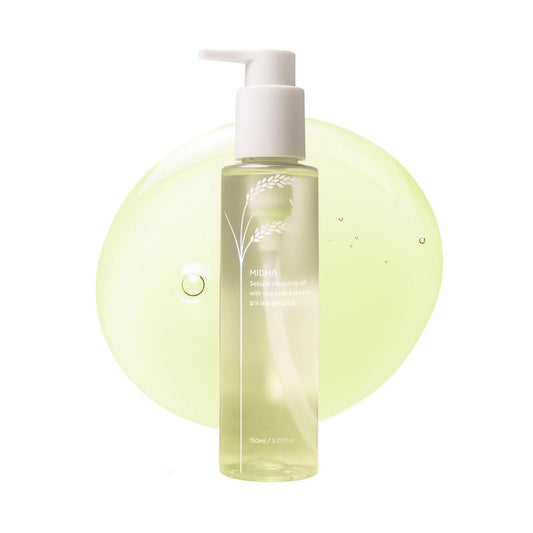 MIDHA Sebum Cleansing Oil with rice bran & tea tree,5.07fl.oz/150ml, Gentle Makeup Remover, Hydrating, Lightweight, Plant-Based, Tea Tree, Sebum Control, Moisturising, First-Step Cleanser
