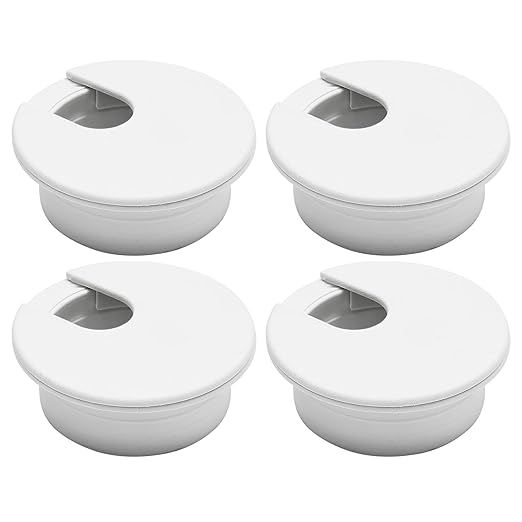 BOPOREAE Desk Grommet 1-1/2" (38 mm), Desk Cord Hole Cover, Cable Grommet ABS Plastic, Desk Hole Grommet for Office and Home Table Cable, Detachable Cable Cord Organizer (White 4 Pcs)