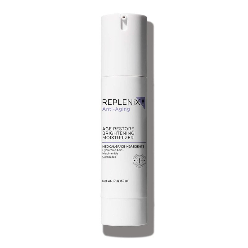 Replenix Age Restore Brightening Face Moisturizer with Hyaluronic Acid, Niacinamide & Ceramides, Medical-Grade Oil-Free Facial Cream for Mature Skin (1.7 oz)