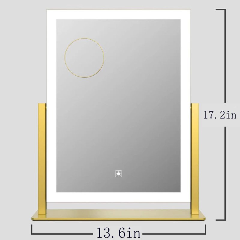 Gvnkvn Makeup Vanity Mirror with Lights 17.2" Large LED Lighted Mirror, Hollywood Make Up Mirror with Lighting, Smart Touch,Detachable 5X Magnification 360° Rotation, (Gold,Gift Box)