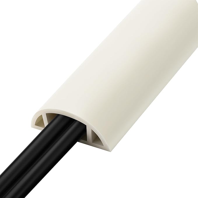 LZEOY 5.5FT Floor Cord Cover, Beige Soft Cable Cover Floor, Large Size Extension Cord Covers for Floor, Power Cord Protector Floor Wire Cover - Cord Channel Diameter: 0.7" (W) x 0.4" (H)