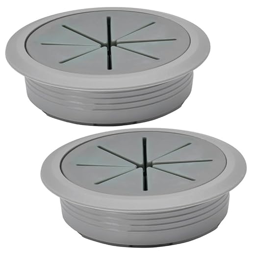 EASYEAH 2 Pcs Desk Grommet 3-1/8" / 80 mm, Desk Hole Cover for Cables Dark Grey, Cable Grommet ABS Plastic, Desk Hole Grommet for Home & Office Pc, Detachable Cable Cord Organizer