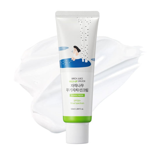 Birch Juice Mild-Up UV Lock SPF 50+ Sunscreen - Lightweight Zinc Oxide Formula for Sensitive Skin | 1.69 Fl Oz