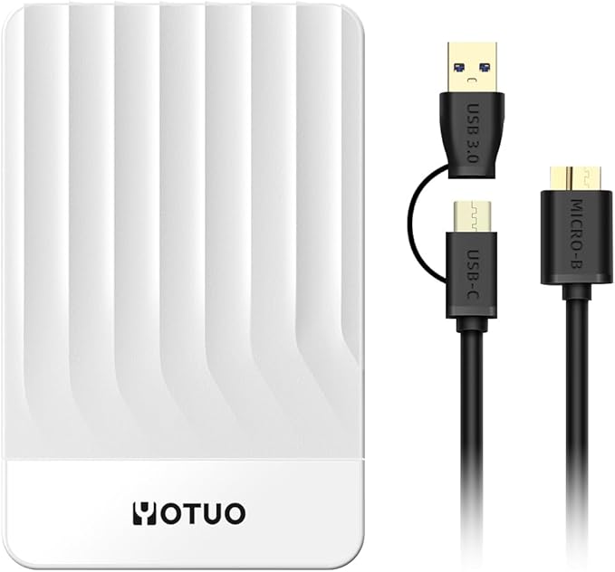 YOTUO 750GB External Hard Drive, Portable Storage Expansion HDD, USB 3.0 & USB-C for PC, Mac, Desktop, Laptop, Smartphone, PS4, Xbox One, Xbox 360, Office & Game, White