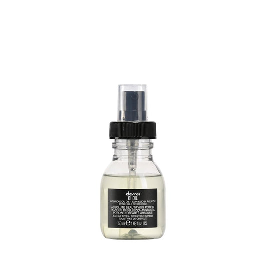 Davines OI Oil, Multi-Function Potion for All Hair Types - Weightless Anti-Frizz & Shine-Enhancing Serum with Roucou Oil - Detangles & Replenishes Moisture Hydrating Treatment, Travel Size, 1.69 Fl Oz