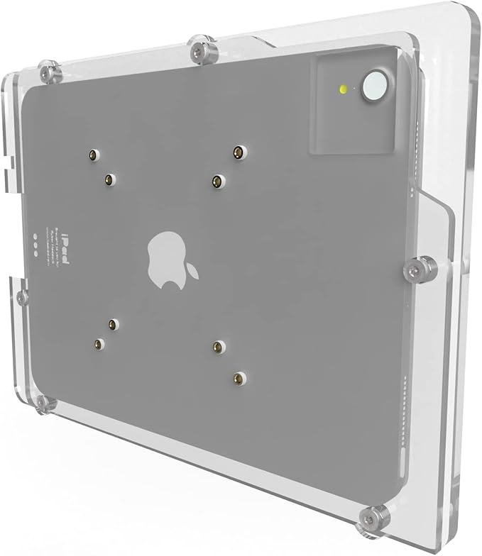TABcare Anti-Theft Acrylic VESA Enclosure for Apple iPad Pro 11" 1st, 2nd, 3rd, 4th gen. with Free Wall Mount Kit & 90-Degree Angle USB C Cable (iPad Pro 11 1/2/3/4, Clear)