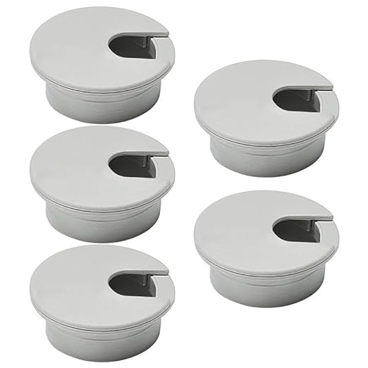 EASYEAH 5 Pcs Desk Grommet 2" / 50 mm, Desk Cord Hole Cover, Cable Grommet ABS Plastic, Desk Hole Grommet for Home & Office Pc, Detachable Cable Cord Organizer-Light Grey
