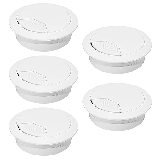 EASYEAH 5 Pcs Desk Grommet 2-1/16" / 53 mm, Desk Cord Hole Cover, Cable Grommet ABS Plastic, Desk Hole Grommet for Home & Office Pc, Detachable Adjustable Cable Cord Organizer-White