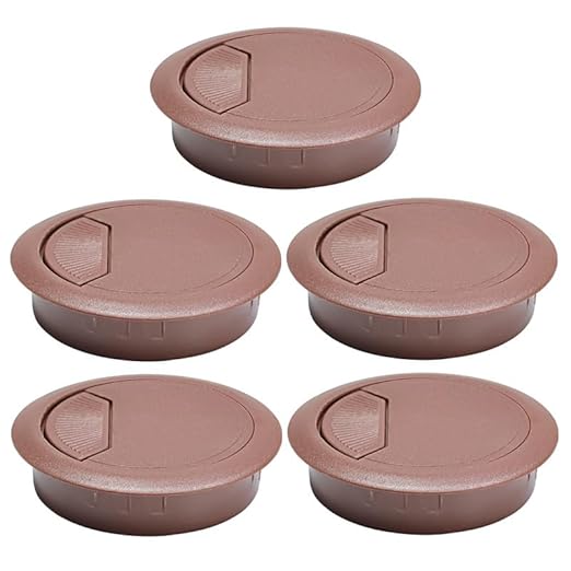 EASYEAH 5 Pcs Desk Grommet 2-3/8" / 60 mm, Desk Cord Hole Cover, Cable Grommet ABS Plastic, Desk Hole Grommet for Home & Office Pc, Detachable Adjustable Cable Cord Organizer-Reddish Brown