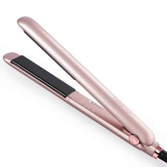 Rozamor Titanium Flat Iron Hair Straightener, 1 Inch Fast Heating Dual Voltage Styling Tool, 2 in 1 Straightener & Curler for All Hair Types, Pink