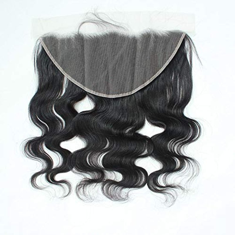 13X6 Ear To Ear Full Lace Frontal Closure - 14 Inch Natural Color, Pre-Plucked Body Wave Human Hair