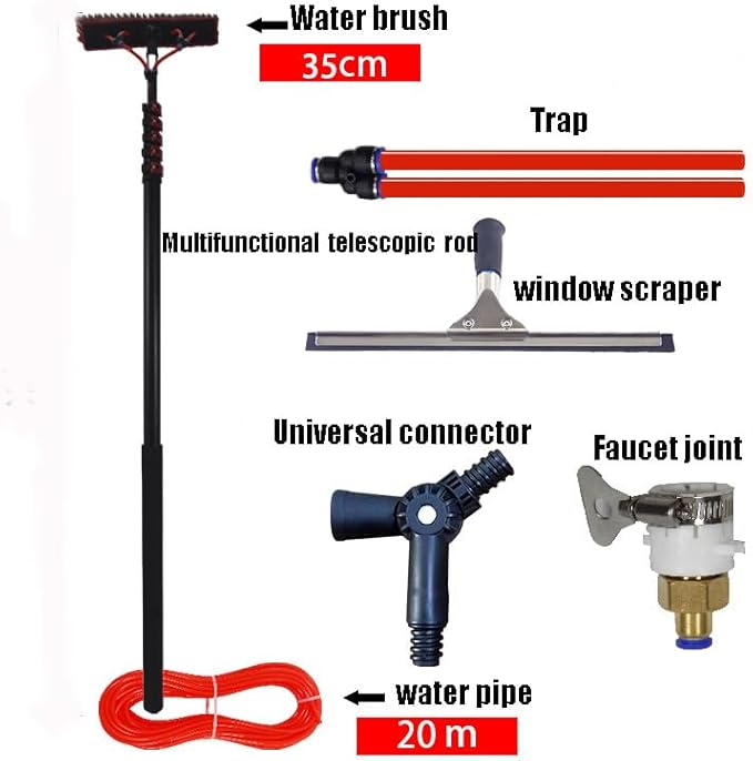 Window Cleaning Pole,High-Altitude Cleaning Brushes,Water Fed Telescopic Brush Conservatory Roof Cleaning Tools for Photovoltaic Panel Cleaning,35cm Brush Head,3.6m