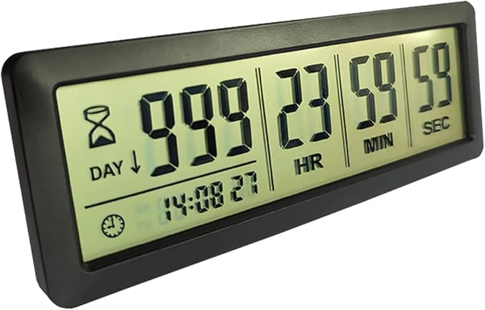 MOSTRUST Digital Countdown Days Timer - Black Upgraded Big 999 Days Count Down Clock with Stand Strong Magnetic Back for Vacation Retirement Wedding Holiday