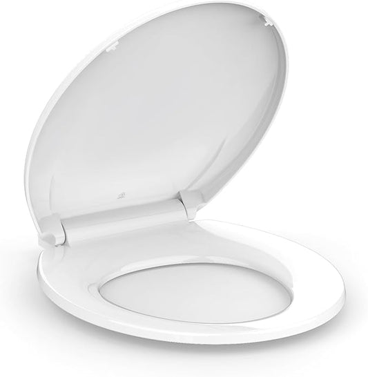 Commercial Round Toilet Seat 17" â Soft Close, Quick-Release & Attach Hinges, Grip-Tight Bumpers, Durable Mark-Resistant Plastic, Easy Install & Clean, White â Color: White 17" Round PP