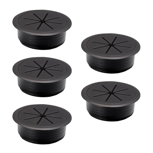 EASYEAH 5 Pcs Desk Grommet 2-1/16" / 53 mm, Desk Cord Hole Cover, Cable Grommet ABS Plastic, Desk Hole Grommet for Home & Office Pc, Detachable Adjustable Cable Cord Organizer-Black