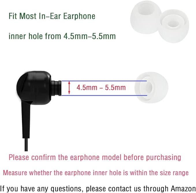 WKYMY Silicone Small Replacement Earbud Tips Eartips for in- Ear Headphones Rubber Tips Earbud Replacement Earbuds Cap 10 Pairs (White)