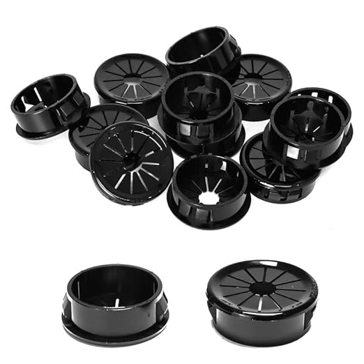 EASYEAH 30PCS Cable Grommets, 1-1/8"(28mm) Desk Hole Cover Petal Shaped Buckle Type Nylon Snap Bushing Grommet, Wire Hole Cover Insert for Cables and Cords Management and Protection of Cabinet, Black