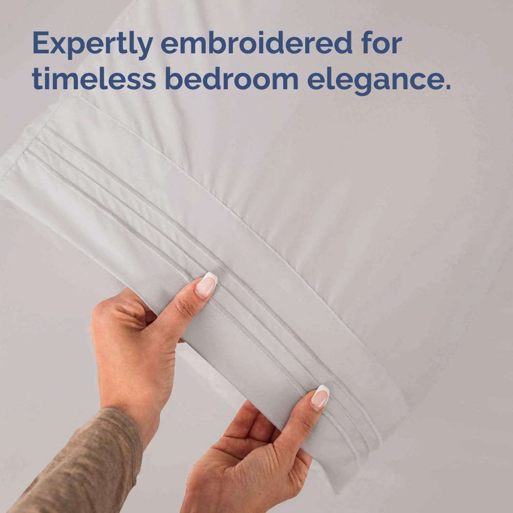 Queen Pillow Cases by [Brand Name] - Ultra Soft Hotel Quality - Wrinkle-Free & Fade Resistant - Light Grey, Set of 4