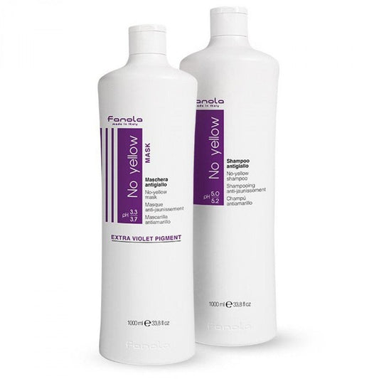 Fanola No Yellow Shampoo & Mask - Purple Toner for Blonde, Silver & Gray Hair - Color Depositing Formula (33.8 oz)