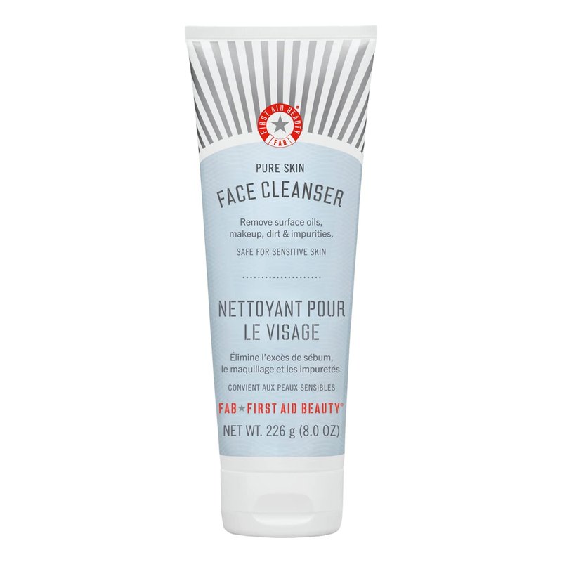 First Aid Beauty - Pure Skin Face Cleanser, Effectively Removes Makeup, Dirt, and Impurities, Gentle Cleanser Leaves Skin Soft & Supple, Safe for Sensitive Skin, Fragrance Free, 8 oz
