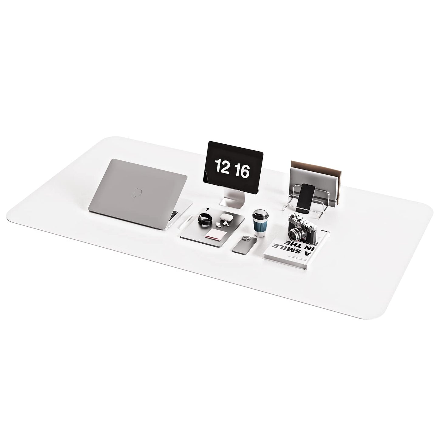 YSAGi Non-Slip Leather Desk Pad XL Size, Waterproof Laptop Computer Desk Keyboard Mat, Table Protector Blotter Mat, Large Mouse Pad for Office/Work/Home/Decor(White, 47.2" x 23.6")-No Band