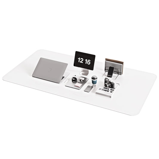 YSAGi Non-Slip Leather Desk Pad XL Size, Waterproof Laptop Computer Desk Keyboard Mat, Table Protector Blotter Mat, Large Mouse Pad for Office/Work/Home/Decor(White, 47.2" x 23.6")-No Band