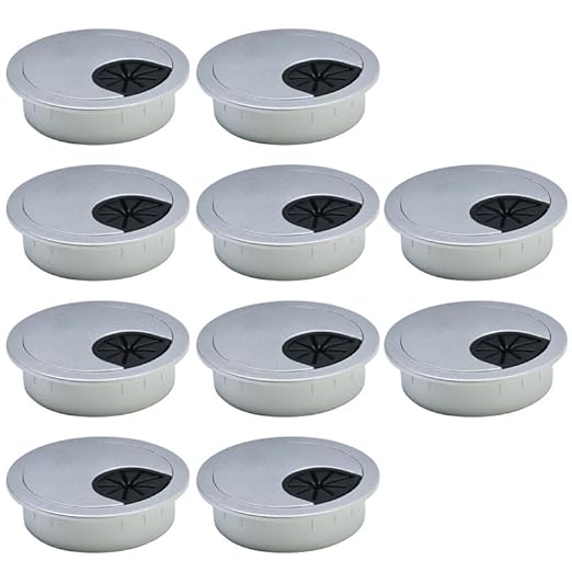 EASYEAH 10 Pcs Desk Grommet 2-3/8" / 60 mm, Desk Cord Hole Cover, Cable Grommet ABS Plastic, Desk Hole Grommet for Home & Office Pc, Detachable Cable Cord Organizer-Silver Sand