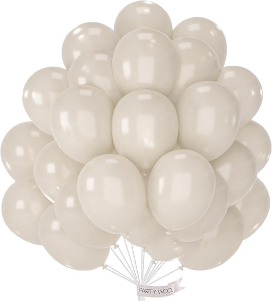 PartyWoo Pearl Beige Balloons - 50pcs 12 Inch Off White Latex Helium Balloons for Weddings & Events