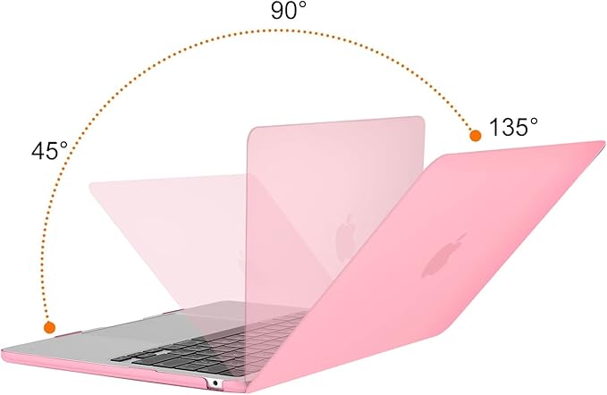MOSISO Compatible with MacBook Air 13 inch Case 2024 2023 2022 M3 A3113 M2 A2681 Touch ID, Plastic Hard Shell&Keyboard Cover&Screen Film&Type C Adapter for MacBook Air 13.6 inch Case, Pink