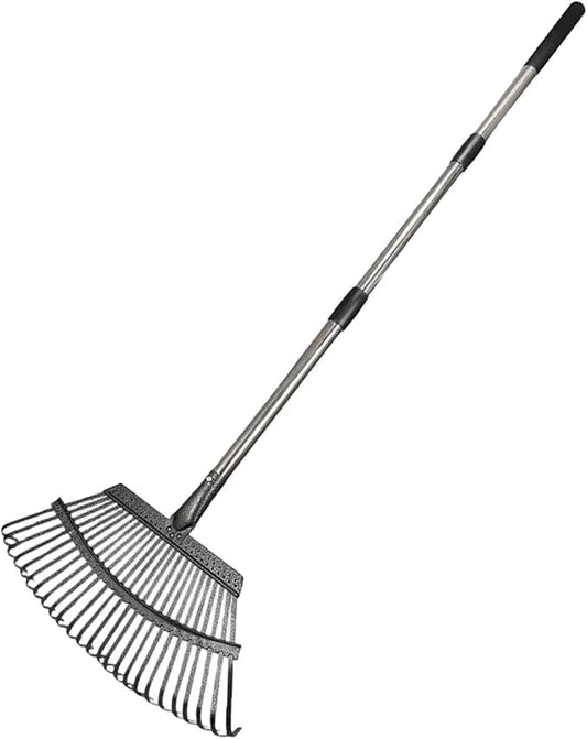 MYCENSE Garden Leaf Rake Long Handle Fallen Leaves Collector Chicken Coop Rake for Flower Bed Courtyard Debris Shrub Lawn