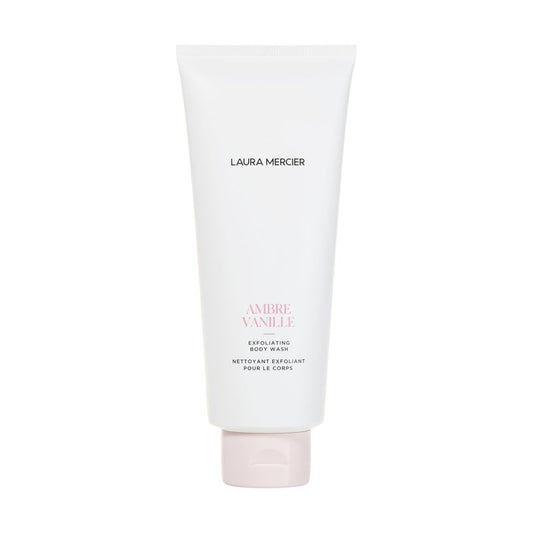 Laura Mercier Exfoliating Body Wash, Strawberry Seed and Sugar Scrub-Infused Exfoliator, Removes Impurities, Helps to Improve Uneven Skin Tone, Elasticity and Circulation, Ambre Vanille