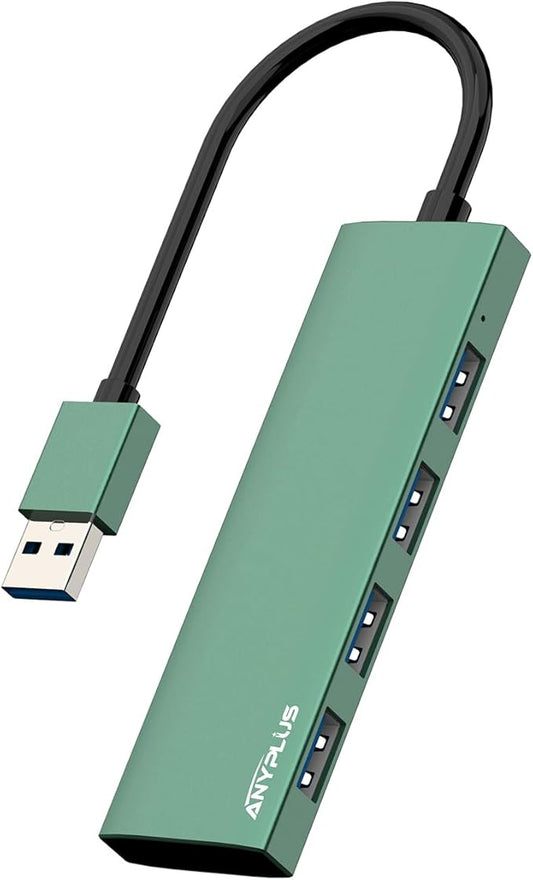 ANYPLUS USB Hub, USB 3.0 Hub Aluminum Alloy Ultra Slim USB Splitter, Portable 4 Port USB Extender, USB Hub for Laptop, PC, MacBook, iMac, Surface Pro, Mac Pro, Flash Drive, XPS 【Green】
