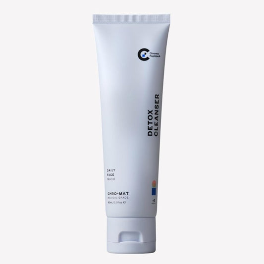 CHROMAT Detox Face Wash - Anti-Aging Facial Cleanser for Mature Skin | Gentle Exfoliating Peptide Formula - 90mL, Hydrating for Dry & Sensitive Skin