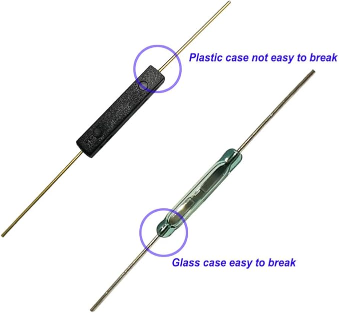 Gebildet 10pcs Plastic Reed Switch Reed Contact Normally Open (N/O) Magnetic Induction Switch (2.5mm×14mm) with 10pcs Small Multi-Use Round Magnets