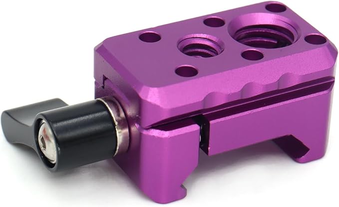 SZJELEN NATO Clamp Adapter,NATO Rail Lock Clamp Mount Quick Release with 1/4" 3/8" ARRI Thread for Camera Cage Handle Monitor LED Light Microphone Cold Shoe Magic Arm (Purple)