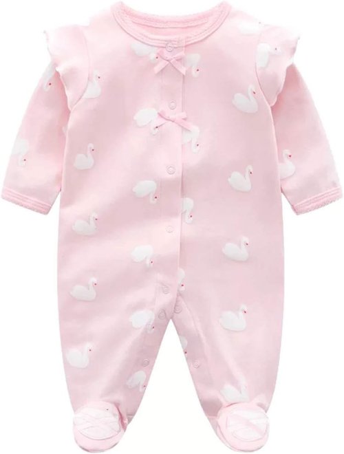 Babymine Baby One-Piece Romper - Soft Cotton Footed Sleepwear for Infants 0-12 Months