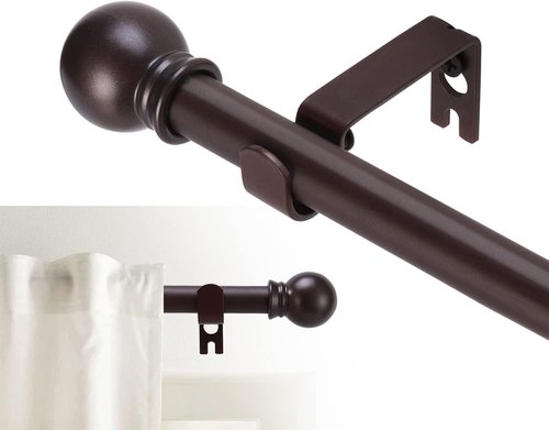 GXOACKJ Decorative Curtain Rods - Heavy Duty Metal, 28-78 Inch, Brown Finish with Brackets