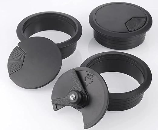 TuTuYa 8PCS Desk Grommet 2 Inch, Desk Hole Cover 2 Inch (50 mm) Black with Hole Saw, Cable Pass Through, Ideal Solution for Office and Home Table Cable (Black, 2 Inch_50 mm)