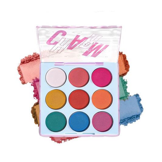 KXmzeG 9-Color Rainbow Eyeshadow Palette – Blendable Matte Brights in Pink, Yellow, Blue & Green – Waterproof, Long-Wear, Perfect for Creative or Party Makeup 03#