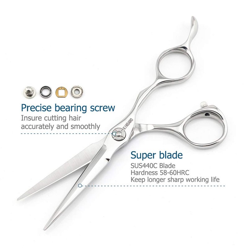 5.5" Professional Hair Scissors to Cut Hair Cutting Haircut Shears 440C Barber Shears Hairdresser Sharp Hair Scissors Bearing Screw KINSARO for Hairdresser Barber or Home Use
