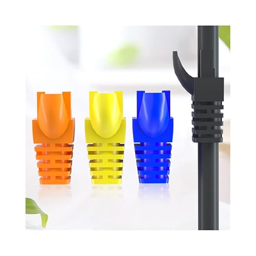 VIVOCH 50 Pcs Cat5 Cat5E Cat6 Strain Relief Boot, RJ45 Plug Connector Cover Modular Network Plug Connector Cap Cable Connector Boots, Yellow