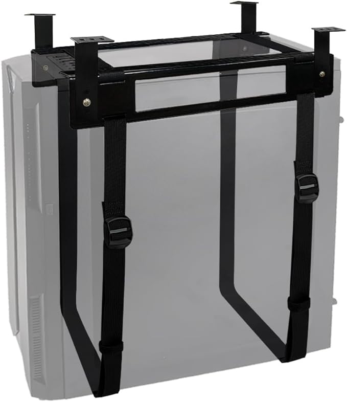 FEYRUN Under Desk PC Mount with Anti Scratch Sponge, Adjustable CPU Holder Bracket for Computer Tower (Black, Fixed)