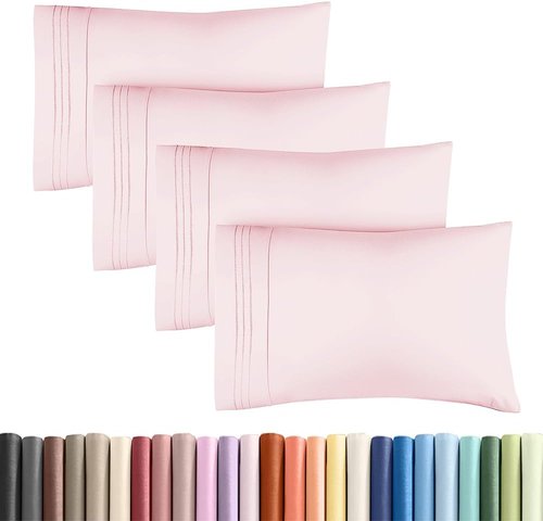 King Standard Pillow Cases - Soft Hotel Quality Covers for Comfy Bedding | 4-Piece Set in Lavender Pink