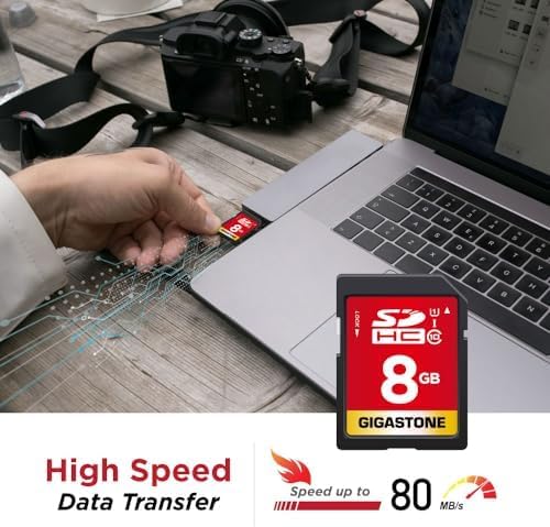 GIGASTONE 8GB SD Card 100-Pack UHS-I U1 Class 10 SDHC Memory Card Full HD Video Kodak Olympus Digital Camera, with 100 Mini Cases