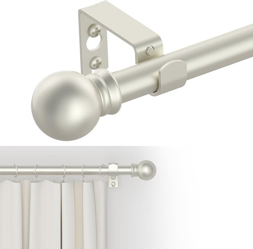 GXOACKJ Curtain Rods - Heavy Duty Decorative Metal Set for Windows 66-120 Inch | 5/8 Inch Nickel Finish