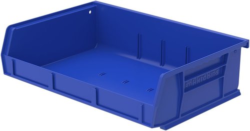 Akro-Mils Plastic Storage Bins - Stacking & Hanging Design - 8 Pack, 7-3/8" x 11" x 3", Blue