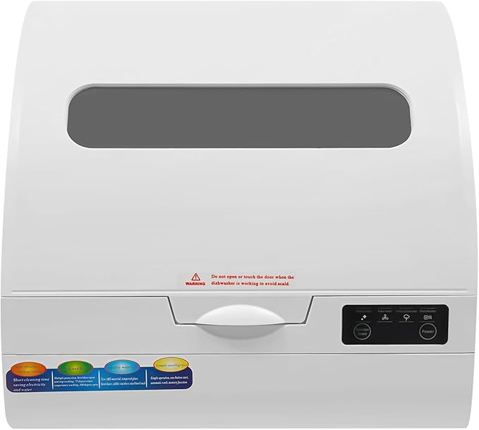1200W Portable Countertop Dishwasher with 3 Washing Modes, 176℉ High-Temp, No Installation Needed, Compact White Dish Washing Machine for 12-18 Pieces of Cutlery (Type B - White)
